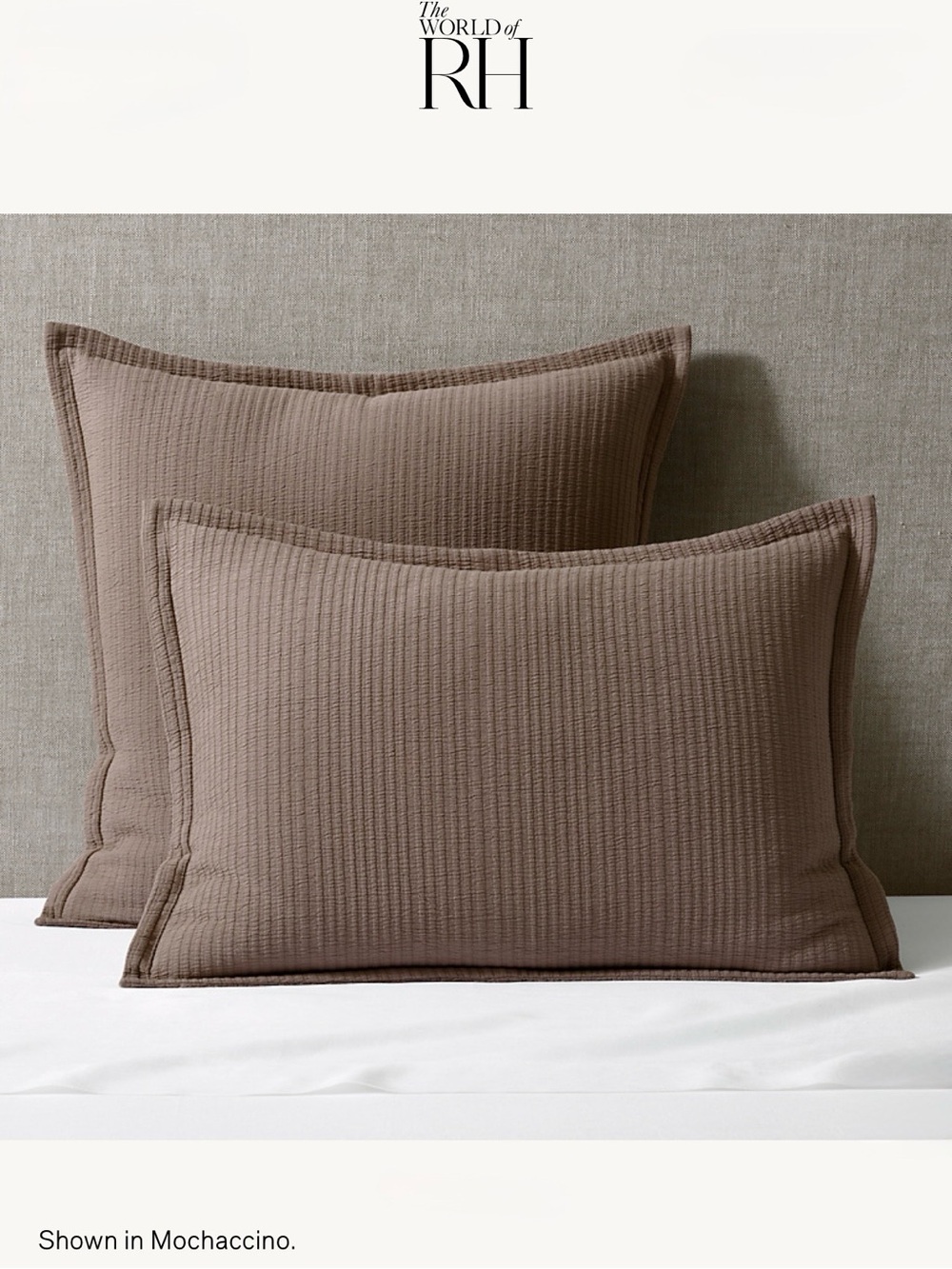 RH Euro Sham Organic Cotton Matelassé in Mochaccino brown NEW